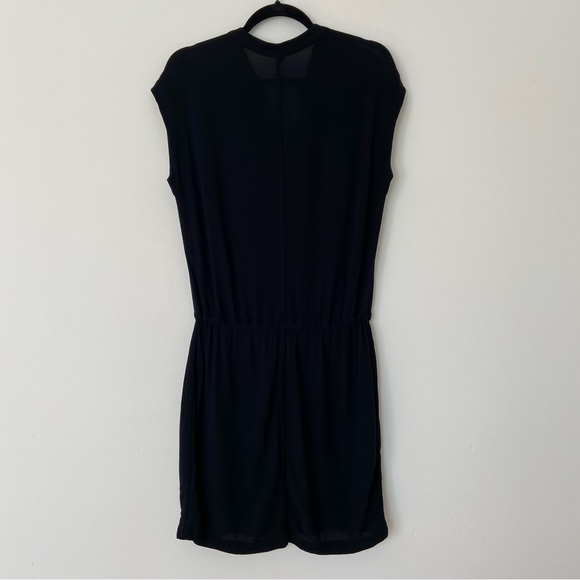 James Peres Black Short Sleeve Mini Shirt Dress Self Tie Belt size Medium - Picture 8 of 8